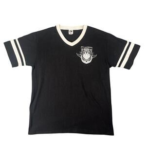 Coney Island Women Sz  L Cotton V-Neck Boardwalk T Black Brewery Beer Freak Club